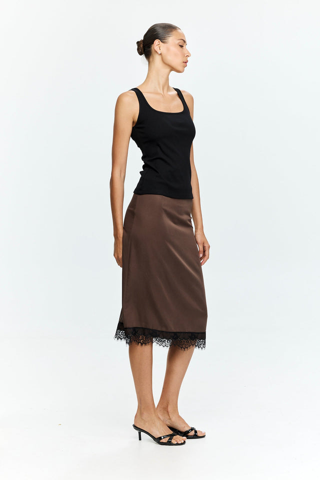 Celine Lace Skirt Dusty Brown