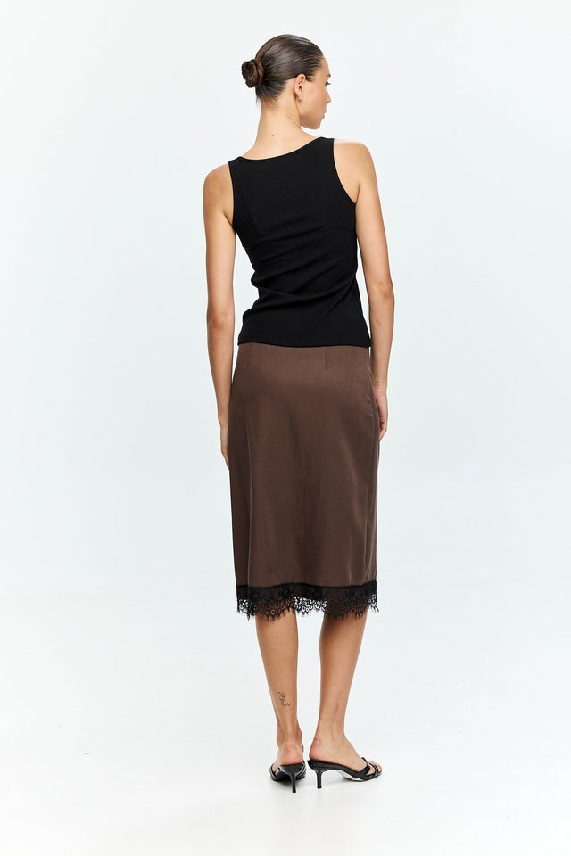 Celine Lace Skirt Dusty Brown