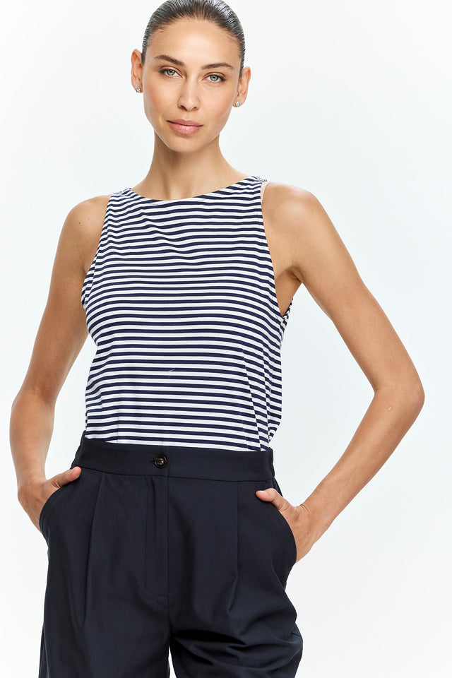 Boat neck Stripes Blue