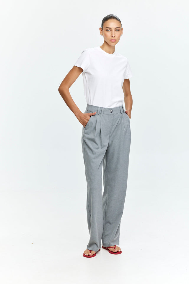 Noah Semi Tailored Pants Grey Melange