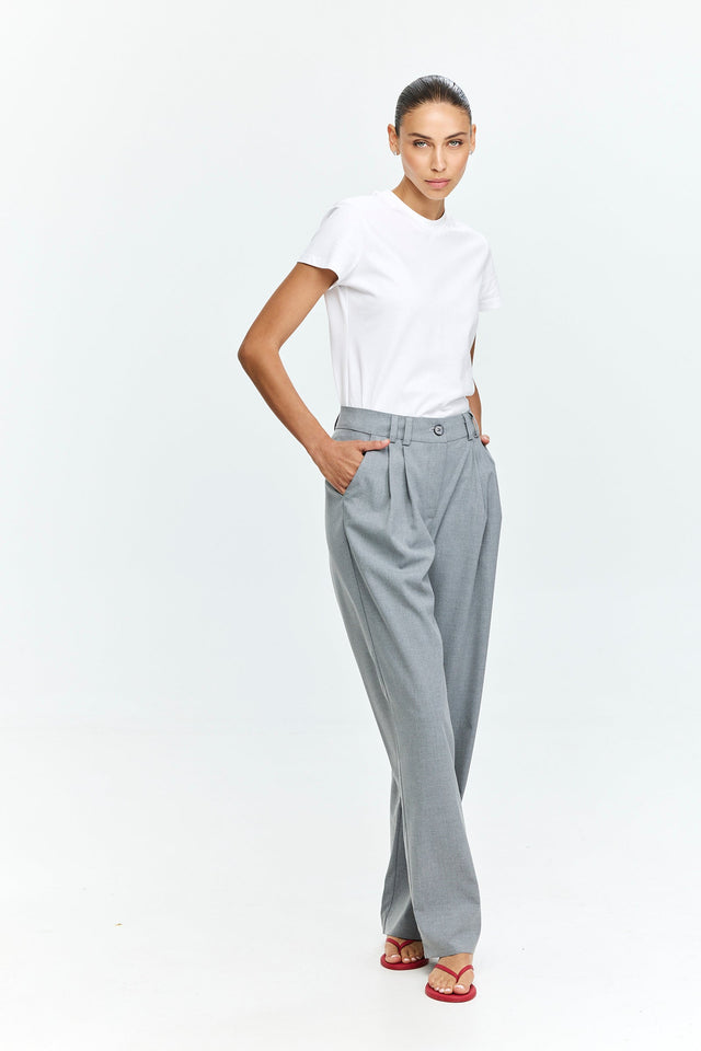 Noah Semi Tailored Pants Grey Melange