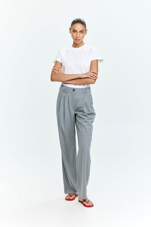 Noah Semi Tailored Pants Grey Melange