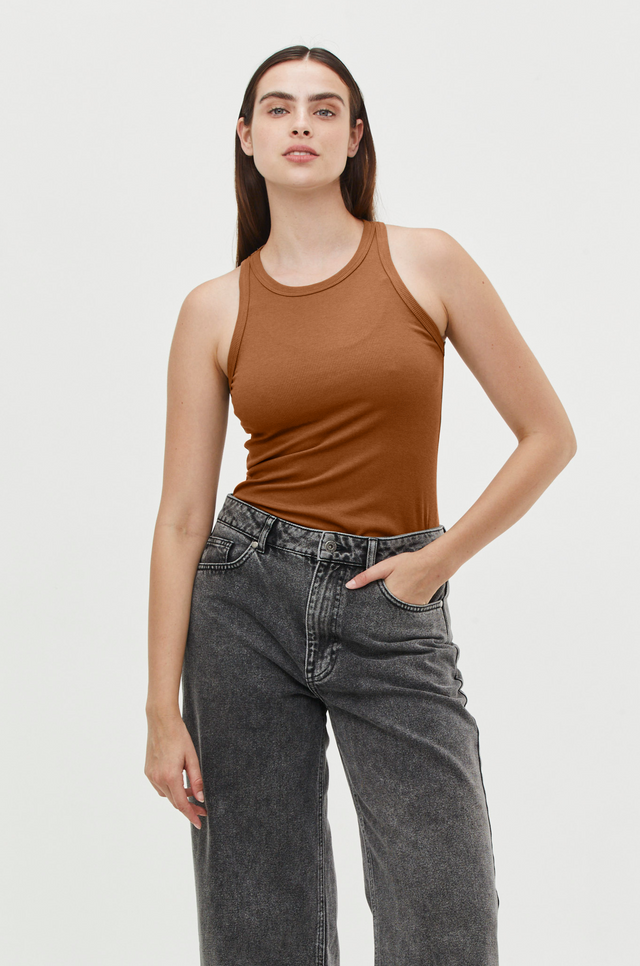 Zoe Rib Top Khaki