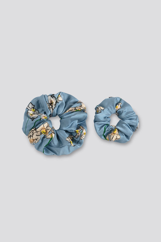 Light Blue Orchid Silk Scrunchie