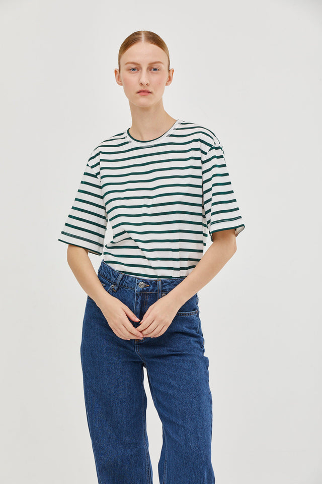 Oversized T Stripes Green White