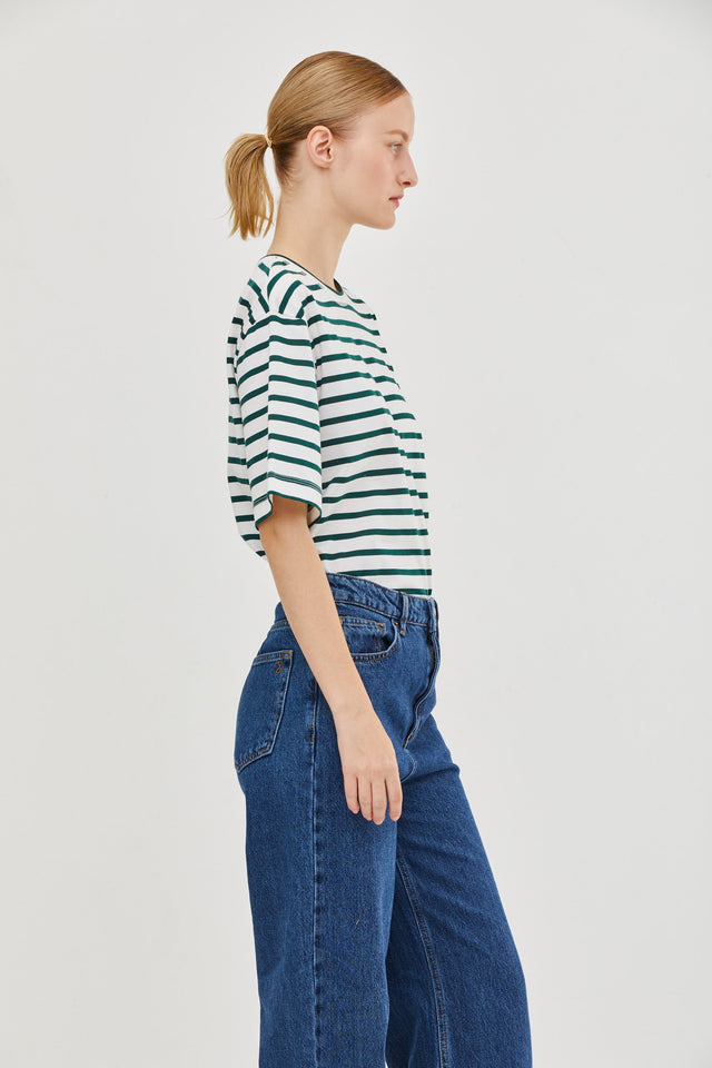 Oversized T Stripes Green White