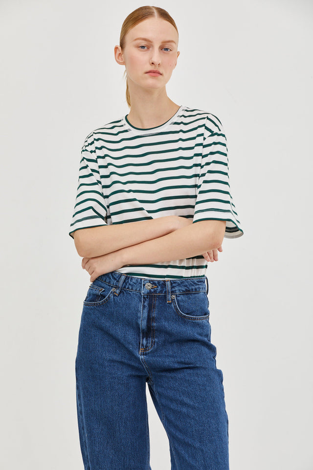 Oversized T Stripes Green White