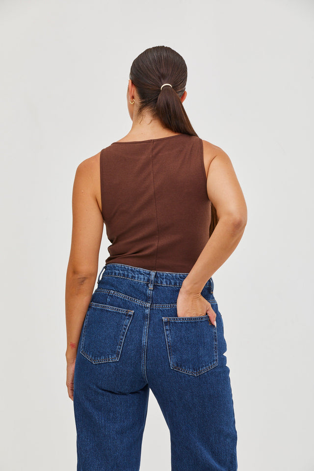 Vera Rib Tank Top Brown