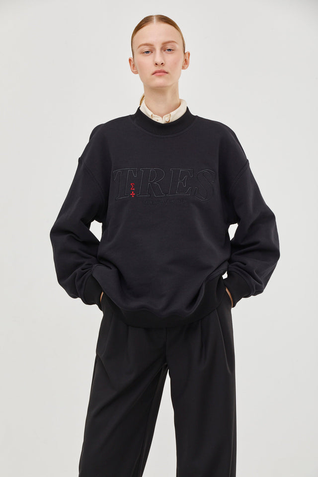 Embroidered Oversized Sweatshirt Black