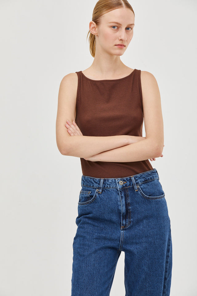 Vera Rib Tank Top Brown