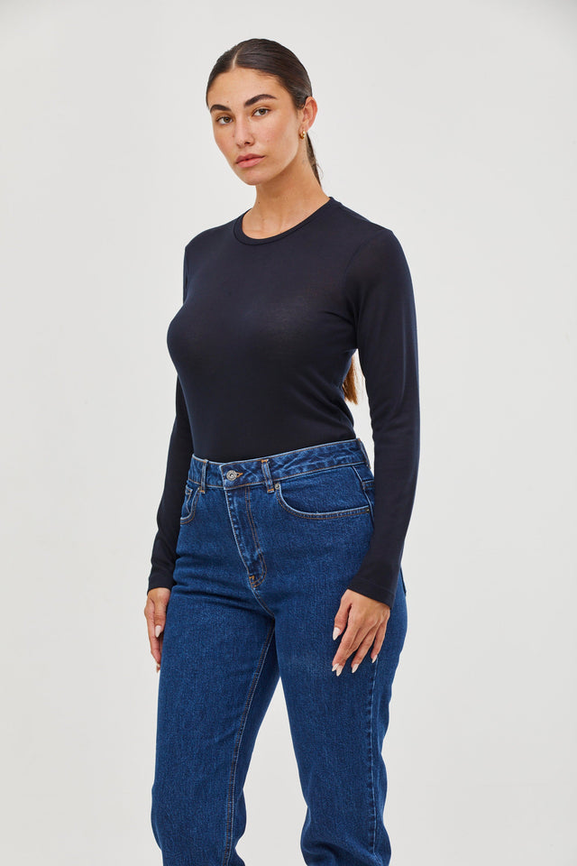 Mili Long Sleeve Top Dark Blue