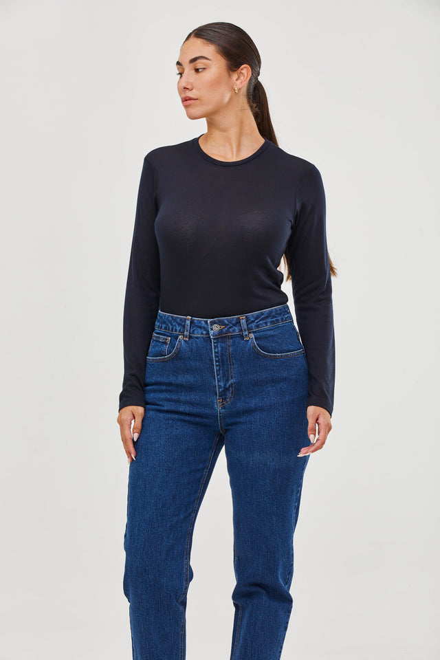 Mili Long Sleeve Top Dark Blue