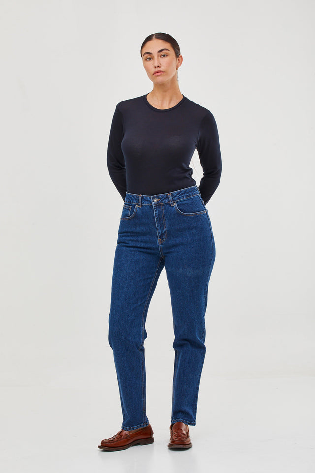 Mili Long Sleeve Top Dark Blue