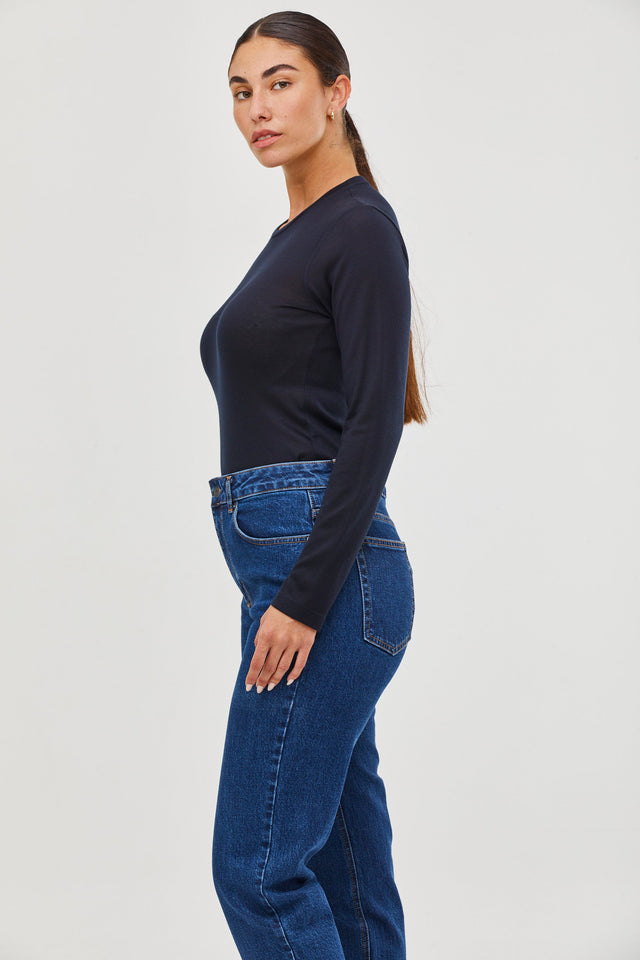 Mili Long Sleeve Top Dark Blue