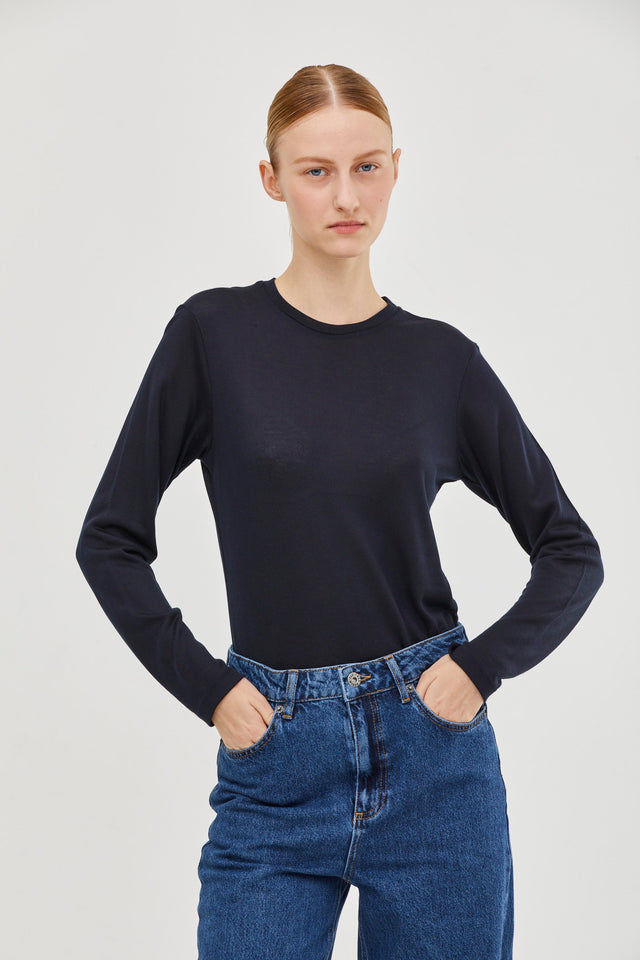 Mili Long Sleeve Top Dark Blue