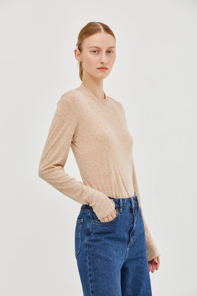 Vicky Cashmere Top Melange Beige