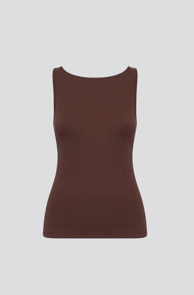 Vera Rib Tank Top Brown