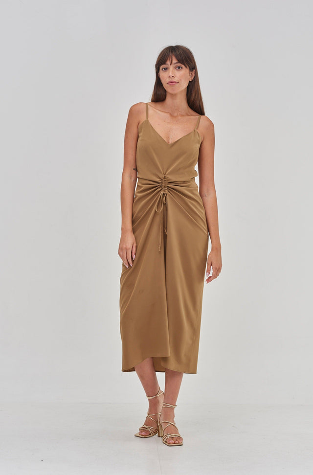 Nina Summer Silk Dress Bronze