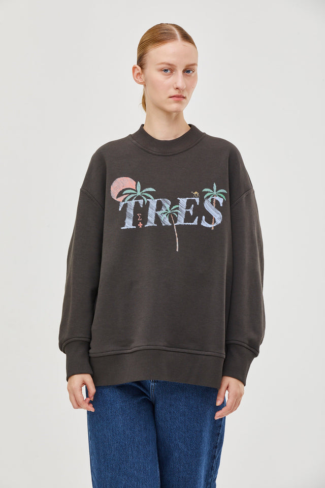 Tropical Oversized Sweatshirt Warm Grey