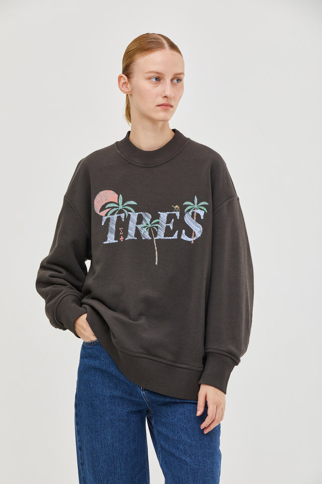 Tropical Oversized Sweatshirt Warm Grey