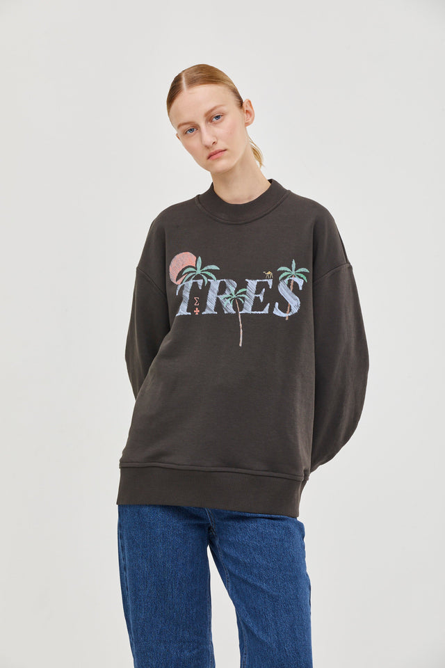 Tropical Oversized Sweatshirt Warm Grey