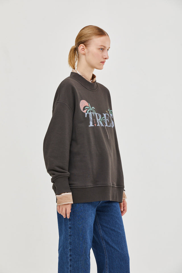 Tropical Oversized Sweatshirt Warm Grey