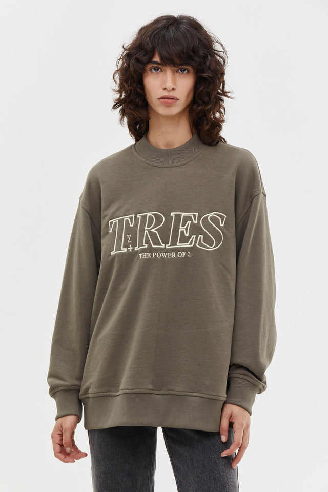 Embroidered Oversized Sweatshirt Olive