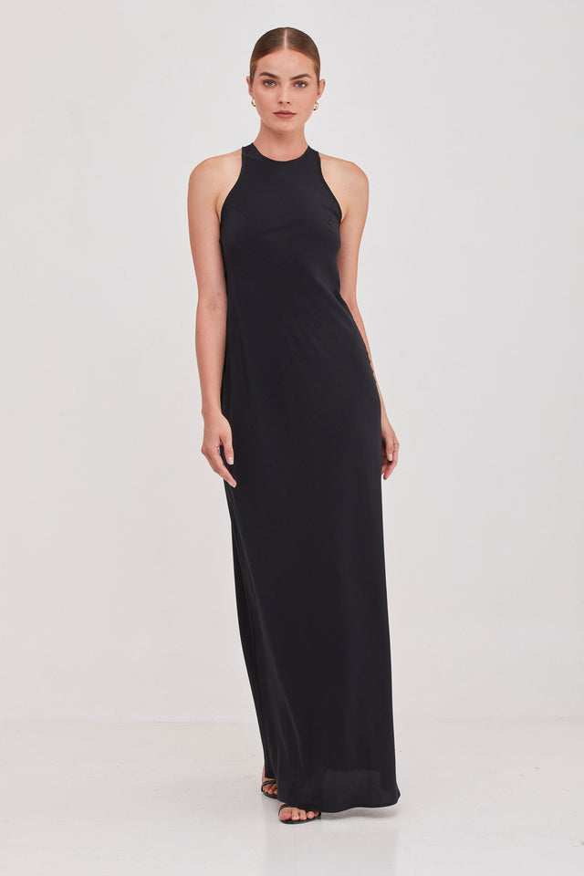 Niki Silk Slip Dress Black