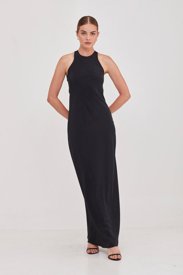 Niki Silk Slip Dress Black