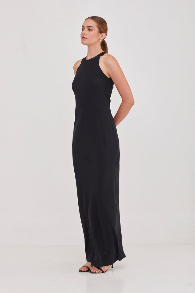 Niki Silk Slip Dress Black