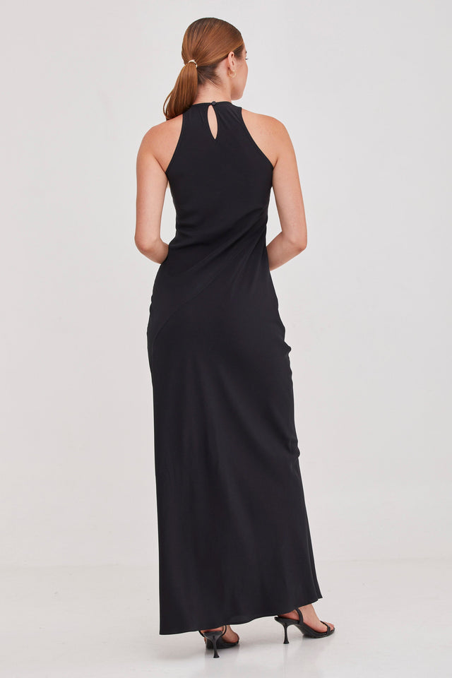 Niki Silk Slip Dress Black